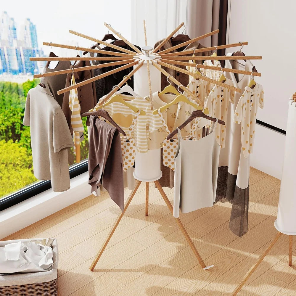 Foldable Clothes Drying Stand with Anti-Slip Tripod Base