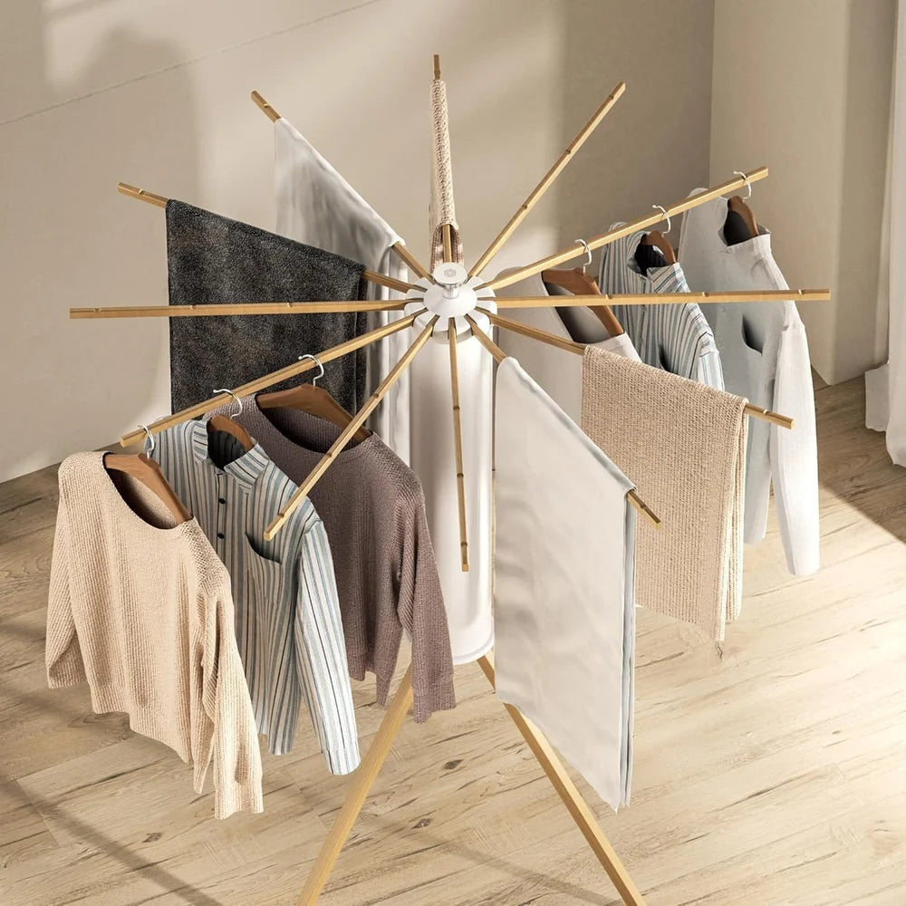 Foldable Clothes Drying Stand with Anti-Slip Tripod Base