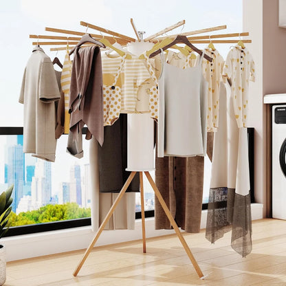 Foldable Clothes Drying Stand with Anti-Slip Tripod Base