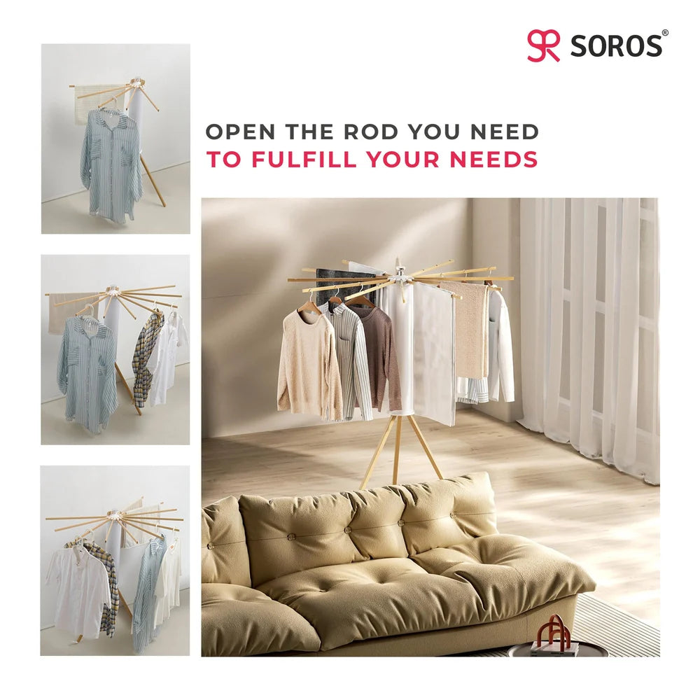 Foldable Clothes Drying Stand with Anti-Slip Tripod Base