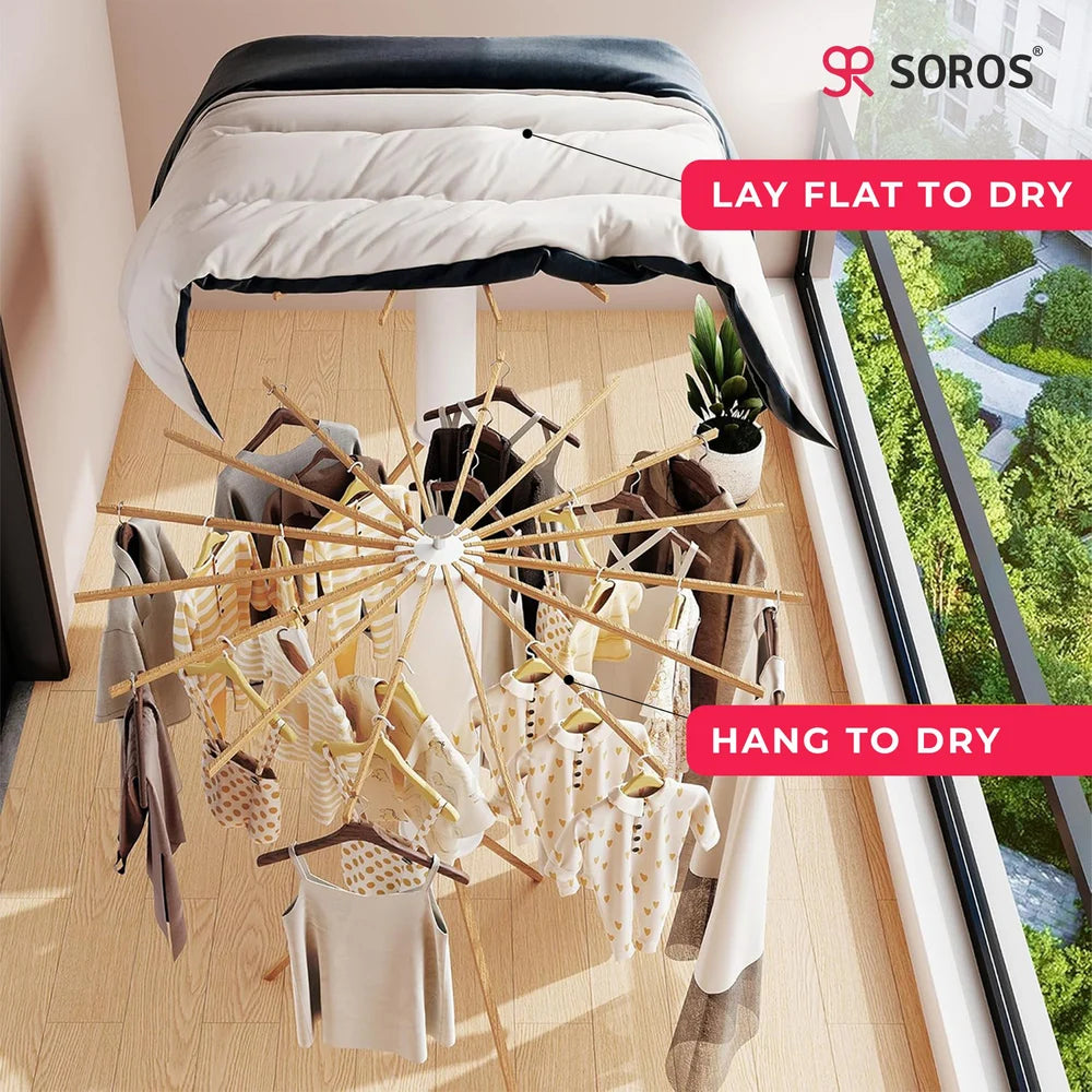 Foldable Clothes Drying Stand with Anti-Slip Tripod Base