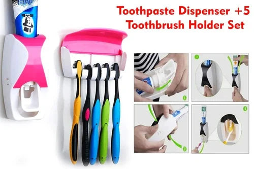 Toothpaste Dispenser Toothbrush Holder